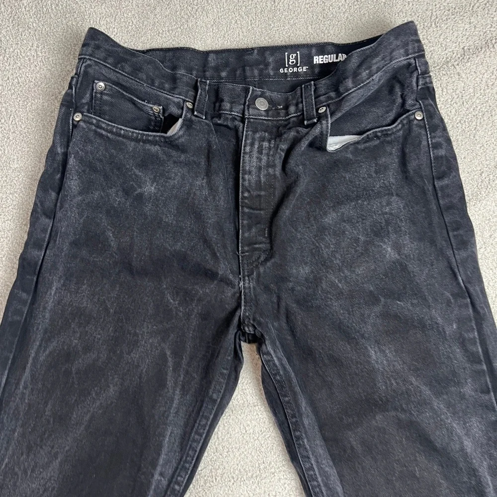 George Denim Jeans Size 33x30 Mens Black Regular Fit Everyday Wear Casual Style